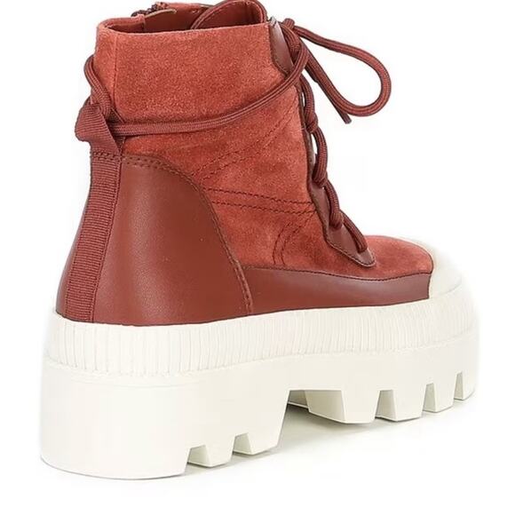 Gianni Bini Red and White Combat Boots - Picture 2 of 6